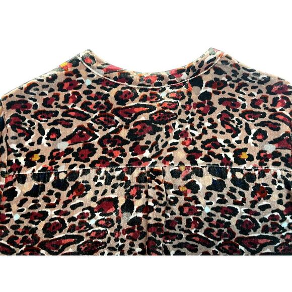 Johnny Was Sz L Animal Print Button Up A-Line Tunic Cardigan Velvet Lagenlook - Picture 8 of 11